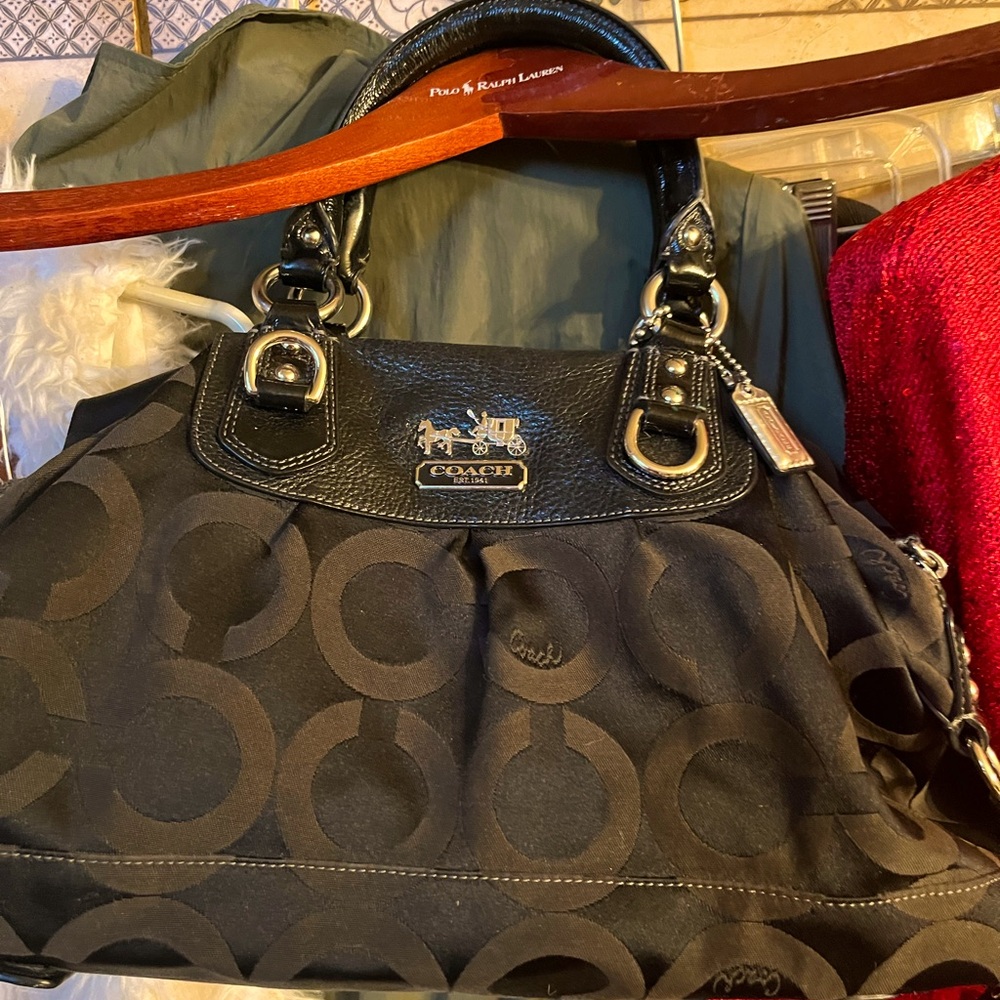 Coach Black Circle Pattern Shoulder Bag
